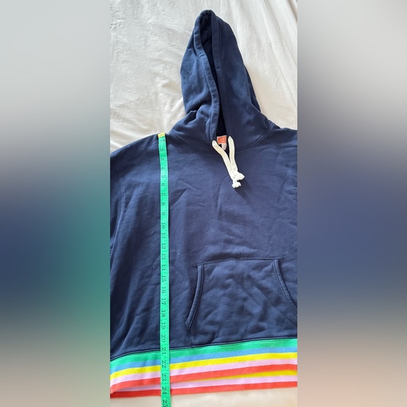 J. Crew Navy Blue Hoodie with Rainbow Trim Plus Size 3X/20/22 πβ¨ - Picture 3 of 5